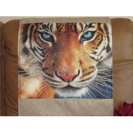 Headrest Cover Animal designs furniture protectors Slipcover sofas loveseats recliners theater chair log cabins outdoor home decor plain back reversible use 17x27 Bittlemen Furniture. (TIGER)