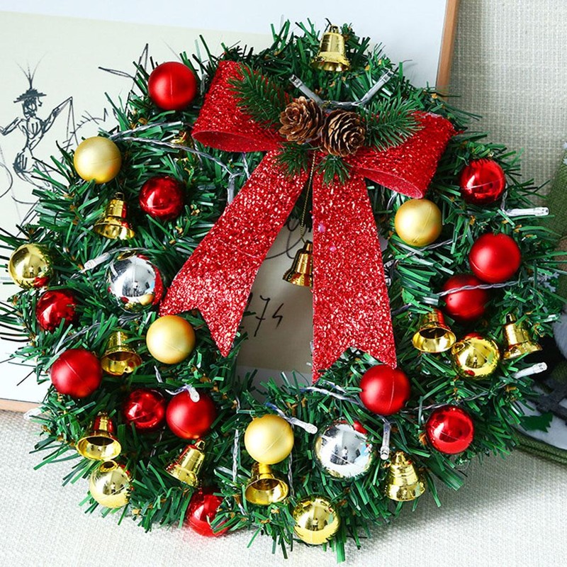 Xmas Wreath with 20 LED Lights and Bells Christmas Garland