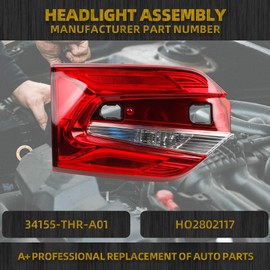 Dasbecan Left Driver Side Inner Tail light Compatible With 2018-2024 Honda Odyssey Rear Light TailLamp Replace# 34155-THR-A01 HO2802117