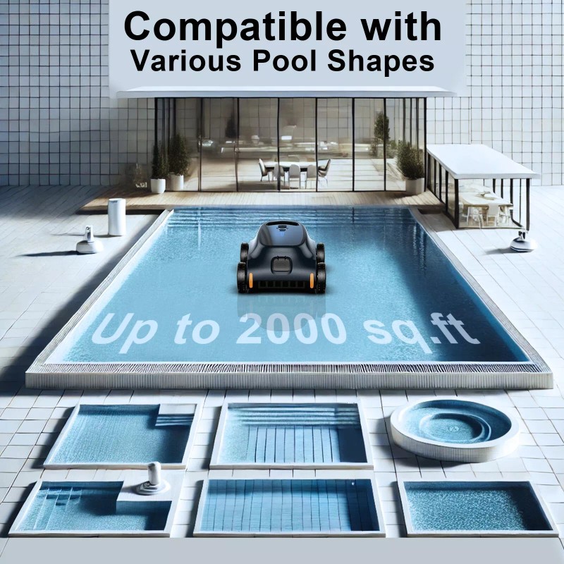 Seauto Cordless Pool Vacuum Roboric Automatic Pool Cleaner Wall and