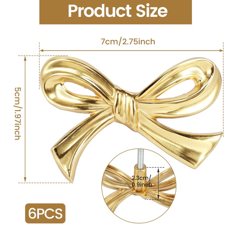 UKQRRTC Solid Brass Bow Drawer Knobs and Cabinet Pulls -