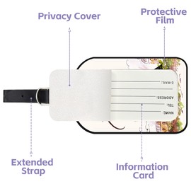 Neidius Luggage Tags for Suitcase 2 Pack Eiffel Tower Leather Luggage Tags with Name Tag Privacy Cover,Women Men Airport Cruise Luggage Travel Essentials