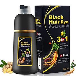Champú Black Instant Hair Color para cabello gris, cobertura 100% gris, champú 3 en 1 para teñir el cabello negro, colorante a base de hierbas en minu