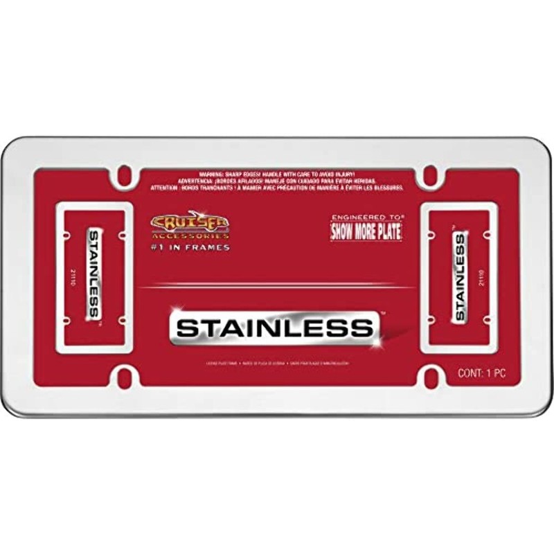 Cruiser Accessories 21110 Stainless License Plate Frame, Stainless Steel