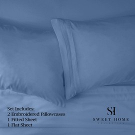 1500 Supreme Collection King Sheet Sets Denim Blue - Luxury Hotel Bed Sheets and Pillowcase Set for King Mattress - Extra Soft, Elastic Corner Straps, Deep Pocket Sheets, King Denim Blue