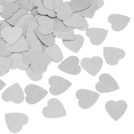 sourcing map 250Pcs Heart Confetti Glitter Confetti Table Confetti Decor for Party Wedding Festival Decorations,1.18x1.18Inch,Silvery