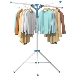 AUGMIRR Clothes Drying Racks, Height-Adjustable 52 Inches Updated Version,Stainless Steel for Indoor Outdoor,Length Adjustable Saves Space,with 20 Windproof Hooks (Tripod Rack, 52")