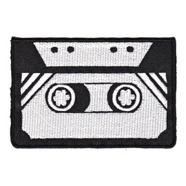 Cassette Tape Retro Vintage Music Sew-On / Sew-On / Iron-On Patch for Clothes Embroidered Iron-On Patch Applique Patch Size 8.5 x 5.7 cm