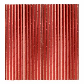 Pack of 25 Metallic Striped Paper Straws Durable and Eco-Friendly for Parties and Events (Metallic - Red)