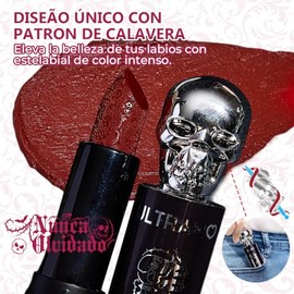 ULTRAMO Lápiz Labial De Maquillaje - Lápiz Labial De Halloween | Matte Acabado Cosplay Brillo De Labios | Los Labios Duraderos Para Día de Los Muertos Halloween El Carnaval Navidad Año Nuevo y Cosplay (06 Black)