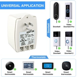 Hotop 2 Pack 24 Volt Transformer, 40 VA AC Transformer Plug in with PTC Fuse Compatible with All Versions of Ring Doorbell and Thermostat, Compatible with Nest, Ecobee, Sensi/Honeywell/24V Adapter