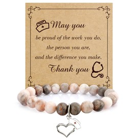 nuozodki Nurse Gifts for Women Female,Cool School Nurse Week Appreciation Graduation Practitioner Retirement Thank You Thanksgiving Essentials Accessories for Work Christmas Valentines Gifts Bracelet
