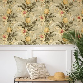 Tommy Bahama - Peel and Stick Designer Wallpaper, Premium Tropical Wallpaper for Bedroom, Powder Room, Kitchen, Self Adhesive, Vinyl, 30.75 Sq Ft Coverage (Beach Bounty Collection, Sand)
