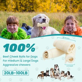 AZRAPAWS Beef Cheek Rolls Beef Cheeks for Dogs Rawhide Bones Rich Collagen Sticks Chews for Dogs Pet Safe Rawhide Treats Long Lasting Beef Dog Chews Retriever Rolls Rawhide Free Dog Chews