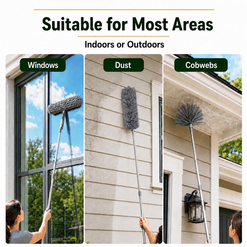 3-in-1 Feather dusters for Cleaning, Cobweb Duster with Extension Pole