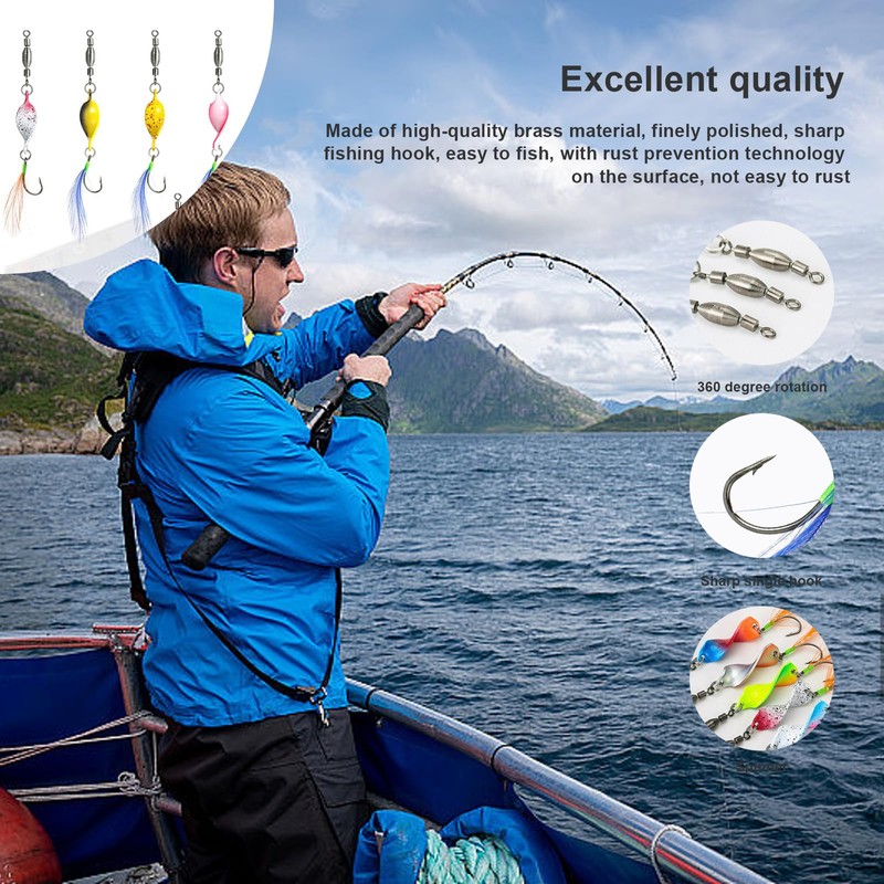 CHSEROK Angelköder Set, 10 Stück Spiralform Angelköder, Bunt Gefiedert Kunstköder