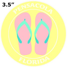 Athena Brands Flip Flops Pensacola Florida - Car Truck Window Bumper Graphics Sticker Decal - Fun In The Sun Yellow