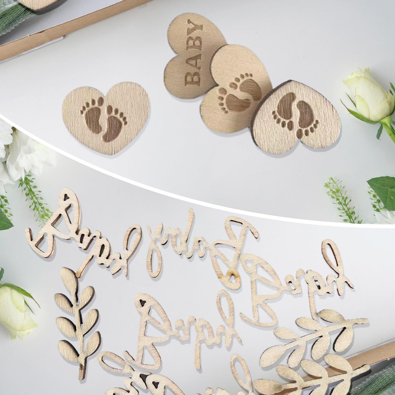70 Pcs Baby Shower Decorations,Wooden Baby Shower Confetti Table Decoration