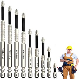 High Magnetic Screwdriver Drill Bit Set 9pcs, Durable Hardened Steel Drill Bits for Electric & Hand Tools，Strong Magnetic & High Hardness Screwdriver Accessories