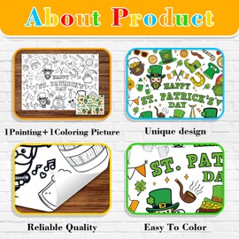 Nicime 43.3x31.5Inch St. Patrick's Day Giant Coloring Poster with Picture, Birthday Gift Painting Poster, Art Crafts Activity Drawing Paper in School, Classroom, Home, Party for Boys, Girls, Kid
