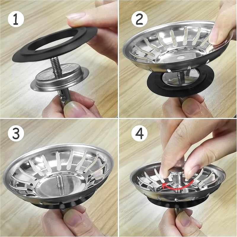 2 Pack Kitchen Sink Plug Strainer, Stainless Steel Kitchen Sink
