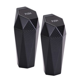 Ginsco Car Trash Can with Lid, 2 Pack Mini Car Cup Holder Trash Can, Car Garbage Can Car Accessories for Interior, Leakproof Small Car Trash Can, Mini Trash Can for Car, Home, Office (Carbon Fibre)