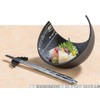 J-kitchens 872463 Serving Plate, Crescent More, Black Tataki White Rung,
