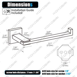 KOKOSIRI Towel Bar Matte Black Bathroom Hardware Towel Rails Wall Mounted Hand Towel Ring for Kitchen Toilet Cabinet, Stainless Steel B3006BK