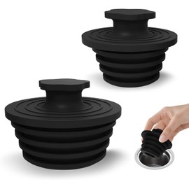 Tapones de Drenaje para bañera – 2 Tapones universales de Silicona para Ducha y Fregadero, baño y desagüe de Ducha, fácil instalación, Color Gris (Negro)
