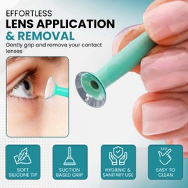 SPORTS WORLD VISION Soft Contact Lens Green Inserter Remover 3pc For Monthly and Daily Contact Lenses Suction Holder
