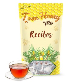 True Honey Rooibos Tea Bags - Honey Crystals Blended in Every Sachet - Decaf Red Rooibos Tea - All Natural Organic Herbal Caffeine Free Tea Bag 24 Count