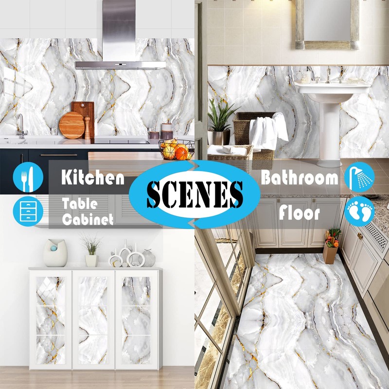 16 pegatinas de azulejos con patrón de mármol para decoración