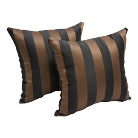 Blazing Needles Chocolate Stripe 17-inch Indoor/Outdoor Throw Pillow (Set of 2), 17 x 17, Brown