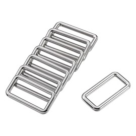 sourcing map Metal Rectangle Ring Buckles 38x15mm for Bags Belts DIY Silver Tone 8pcs
