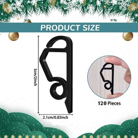 120 Pieces Christmas Light Clips,Holiday Light Clips,Outdoor String Light Gutter Hooks,Weatherproof Plastic Clip for Hanging Outdoor Lights Christmas Tree Xmas Home Party Decoration (Black) (120)