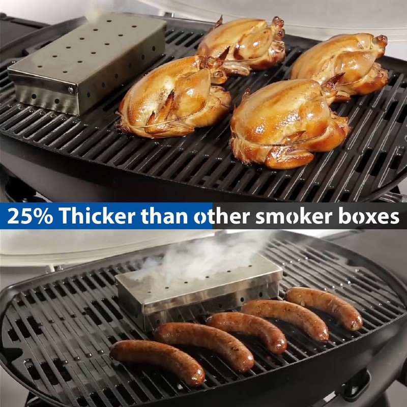 KEISSCO Stainless Steel Smoker Box for Gas Grill & Charcoal