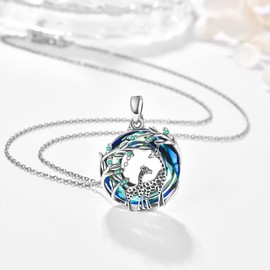 Dreamboat Giraffe Necklace for Women 925 Sterling Silver Tree of Life Family Pendant Crystal Necklace Animal Jewelry Giraffe Gifts