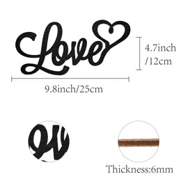 CREATCABIN Wood Cutout Love Sign Heart Laser Cut Wooden Wall Decor Sculpture Hanging Decor Wall Art Decoration for Home Gallery Office Front Door Black 9.8" x 4.7"