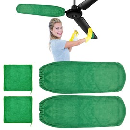 Hlimior 4 PCS Ceiling Fan Duster Kits,100% microfibre fan blade cleaner for high ceiling fan blades.Machine washable and reusable,includes 2 ceiling fan dusters and 2 microfibre towels