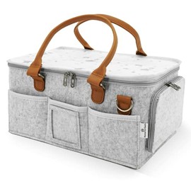 Organizador de Pañales para Bebé con Tapa, Portátil, Gris, 8 Compartimentos, 2 Libras de Capacidad, Producto para Bebés, CADDY de Plástico, Independiente