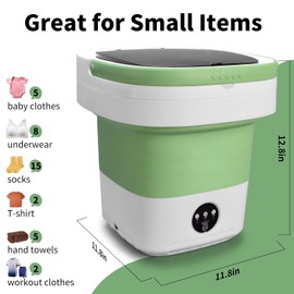 Portable Washing Machine, Mini 12L Foldable Washer and Dryer with 3 Modes Deep Cleaning, Upgraded Small Collapsible Laundry for Travel, Sutiable for Underwear,Baby Clothes,Socks or Other Small Items