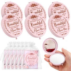 Dulov 6 Pack Compact Makeup Mirrors - Double-Sided 1X/2X Magnification - Portable Folding Pocket Mirrors for Handbag, Purse or Travel - Gift Set for Women, Girls, Mum, Friends