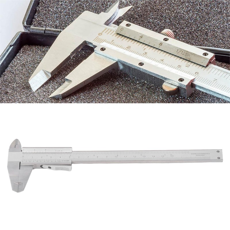 Vernier Caliper 0‑150mm 0‑6in Range 0.05mm 1/128in Resolution Stainless Steel