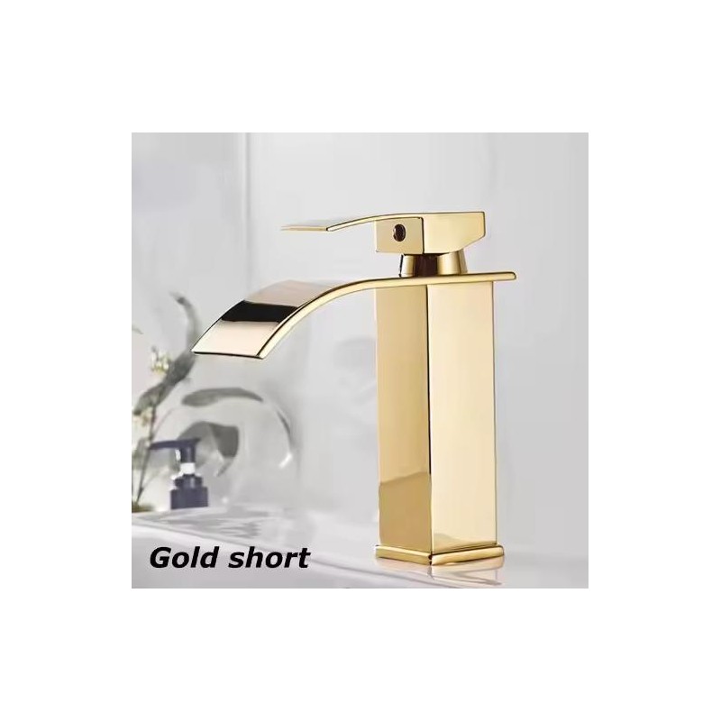 Black Waterfall Bathroom Faucet for Wash Basins – Short Deck-Mounted