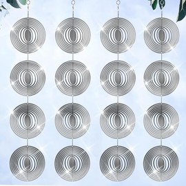 Stainless Steel Bird Deterrents for Outside Patio, Reflective 3D Bird Scare Devices Wind Spinners Outdoor Decor, Woodpecker Deterrent Bird Reflectors to Keep Pigeon Crow Away House Yard Window, Round