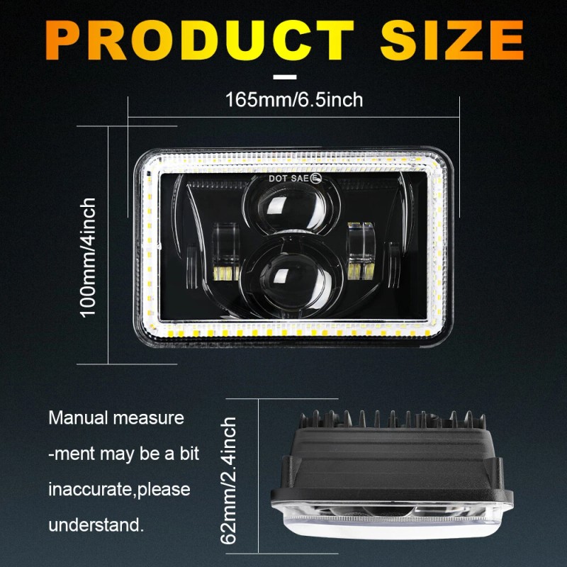 BraveWAY 4PCS 4X6" LED Headlights DOT Approved with High Low