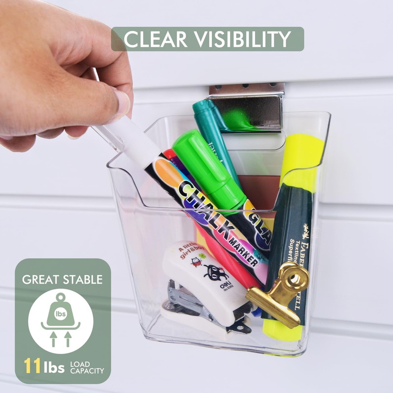 Clear Slatwall Bins, Large 4 Pack Slat Wall Accessories Cups