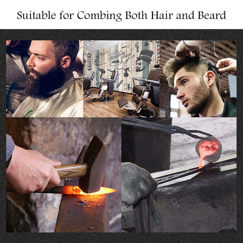 Stainless Steel Beard Comb, Portable Folding Pocket Moustache Comb for