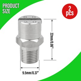 YTKavq Flat Fan Spray Tip，1/8BSPT Thread 304 Stainless Steel Fan Spray Nozzle，80 Degree 2.8mm Orifice Diameter Sprayer Parts（2 Pcs ）