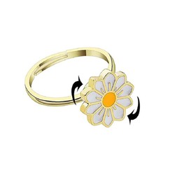 Fidget Spinner Rings Butterfly Daisy Flower Rotating Spinning Anxiety Ring for Women Girl Adjustable Open Sunflower Ring Fidget Rotatable Calming Worry Meditation Ring Stress Relief Ring-Style 3
